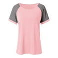 thumbnail image 4 of Teissuly Fashion Women's Summer Round Neck Colorblock Short Sleeve Pullover T-Shirt, 4 of 8