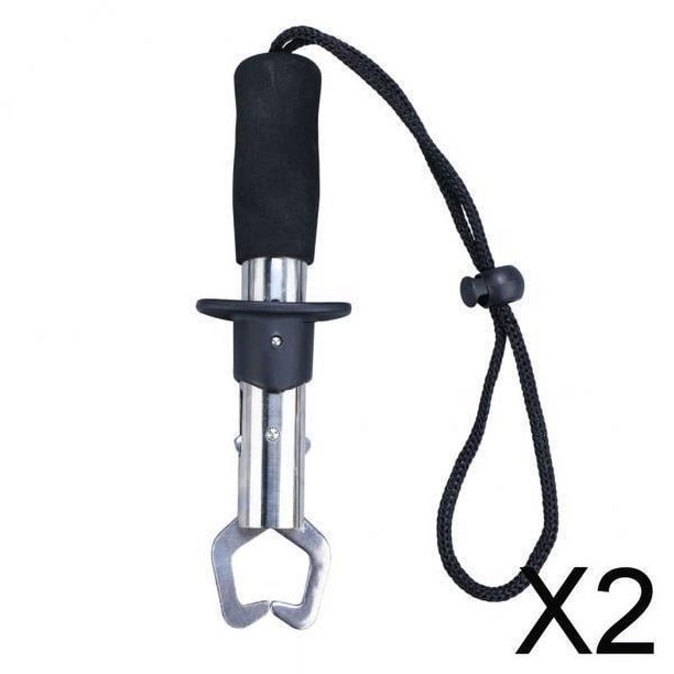2X agarre de pesca compacto de acero inoxidable pinza de labio de pescado herramienta de aparejos de pesca 2 piezas