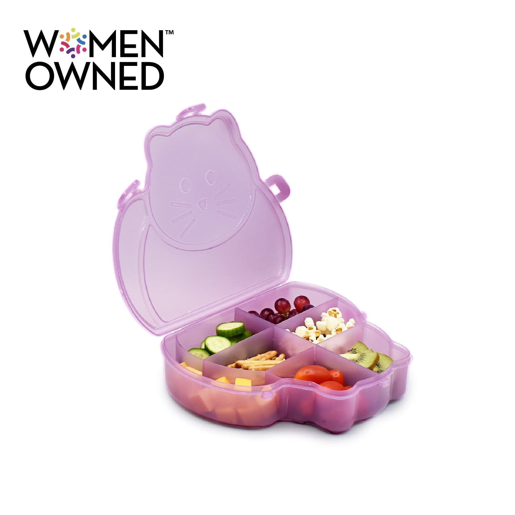 Melii Cat Snackle Snack Container, Spill-proof, BPA Free, Easy Grip, Toddler Snack Cup – Purple