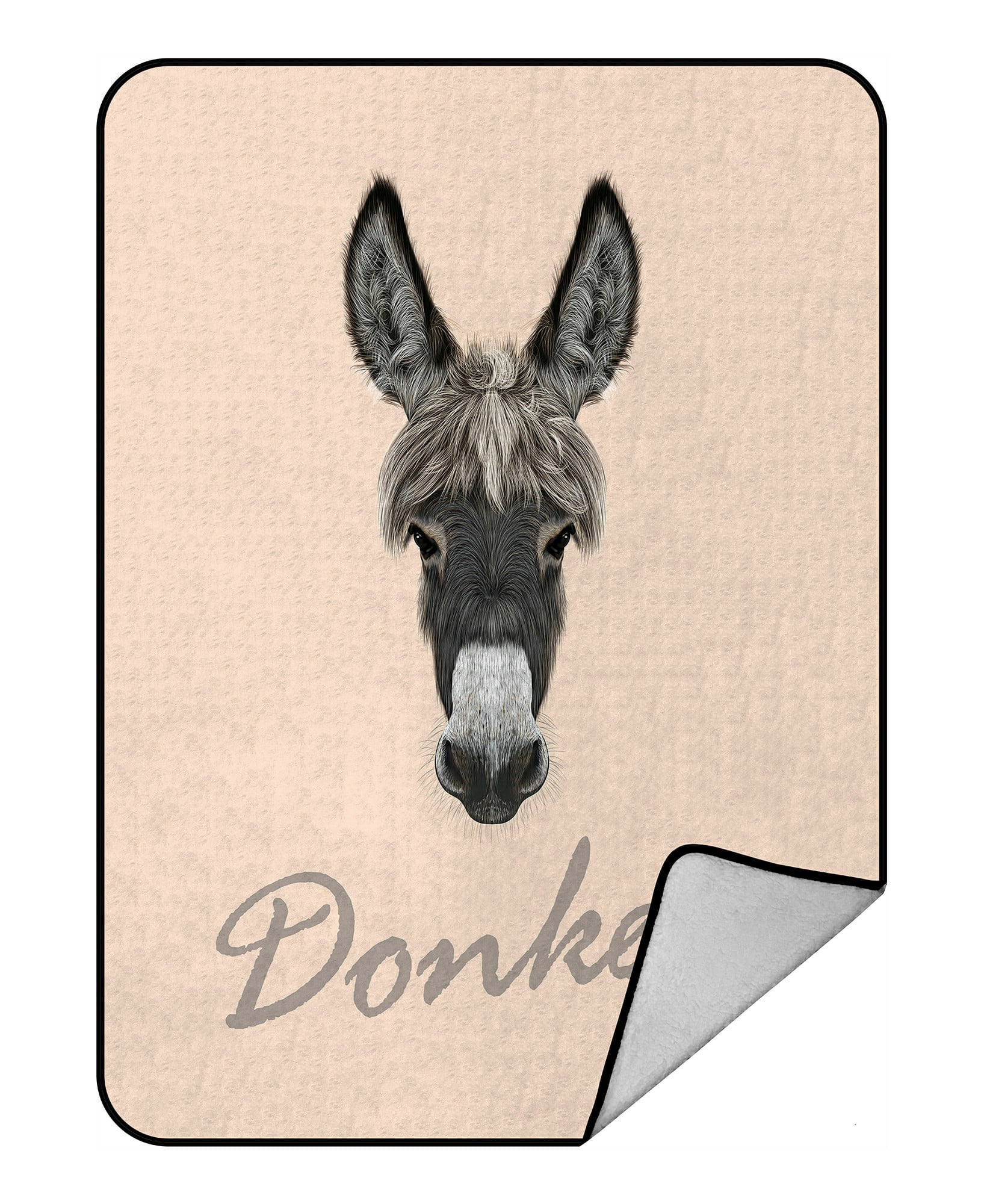 ABPHQTO Farm Donkey Portrait Grey Donkey Pink Fleece Blanket Fleece