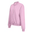 thumbnail image 6 of Womens Bomber Jackets Casual Baseball Athletic Long Sleeve Shacket Coat Fleece Lined Fall Winter Trendy Jackets Lightweight Casual Outerwear, Stand Collar Solid Color Pink S, 6 of 9