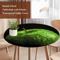 thumbnail image 4 of Light Green Fruit Round Tablecloth, Fitted Table Cover with Elastic for 36"-44" Round Tables, Modern Minimalist Decor Black Background Table Cloth Outdoor Indoor Dinning Party Waterproof Tablecloths, 4 of 7