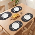 thumbnail image 3 of 6 Pcs Leather Oval Placemats for Kitchen Dining Table Decor Heat Resistant Table Placemats Wipeable Table Mat Black Brown/Black 17.3x11.8inch, 3 of 6