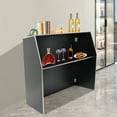 thumbnail image 3 of 48in Modern Portable Event Bar Cabinet Aluminum Edge Banding Black Foldable Freestanding Wine Bottles Storage Organizer, 3 of 16