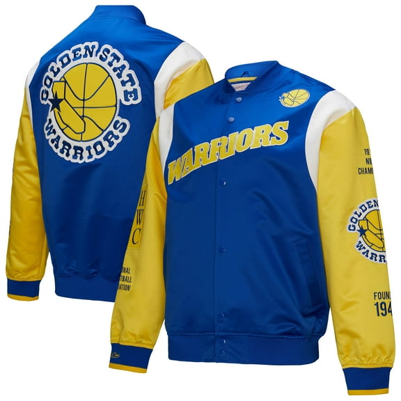 Unisex Mitchell & Ness Royal Golden State Warriors Vintage Team Origins Satin Full-Snap Jacket