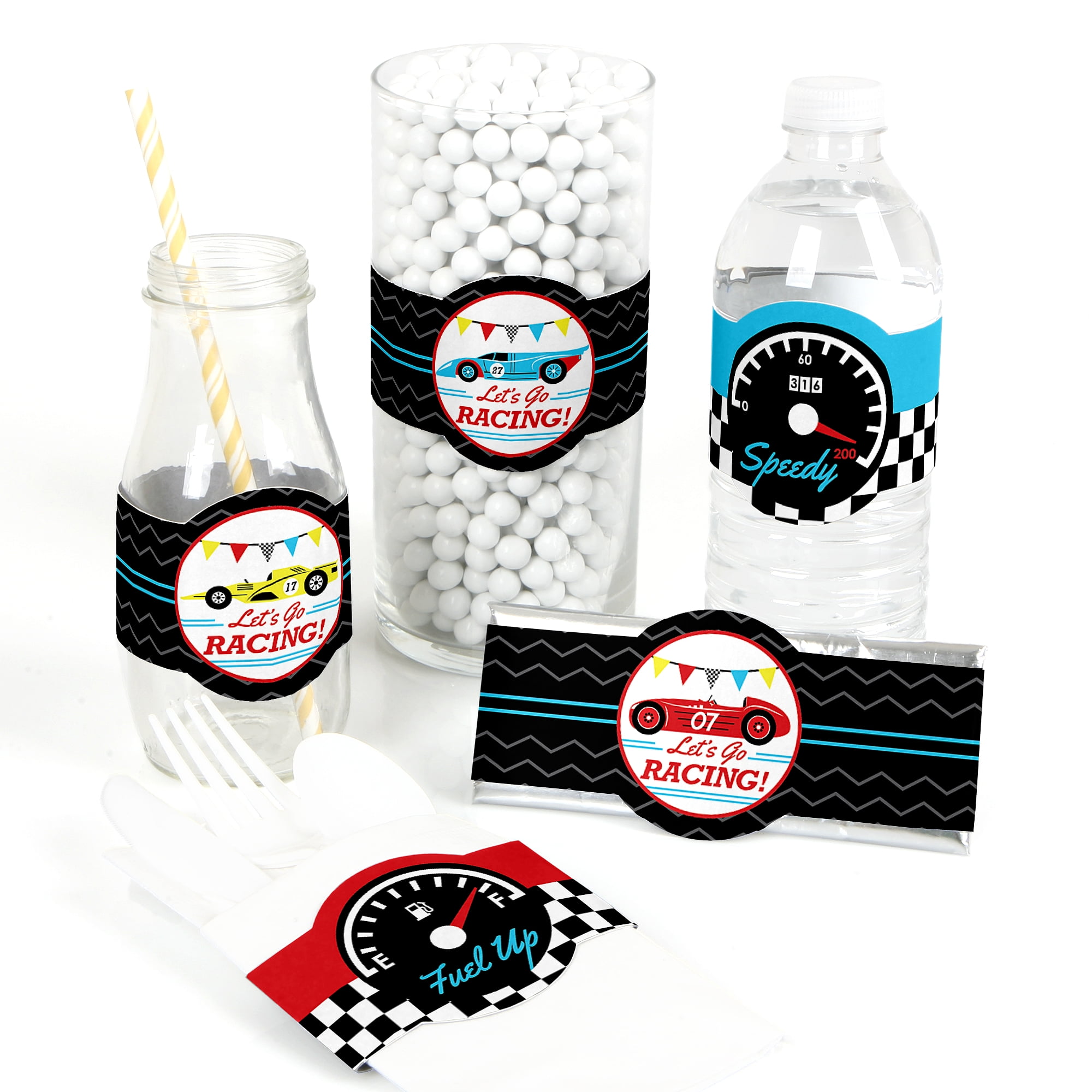 Tableware and Decoration Party Pack for 16 Guests BirthdayExpress Racecar Racing Party Supplies 