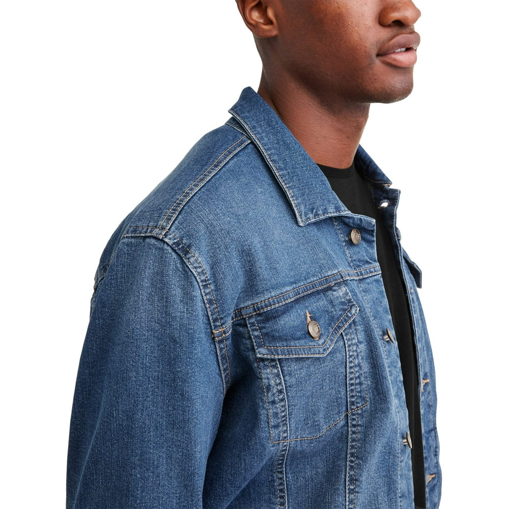 Men's Med Wash Denim Jacket, up to size 5XL