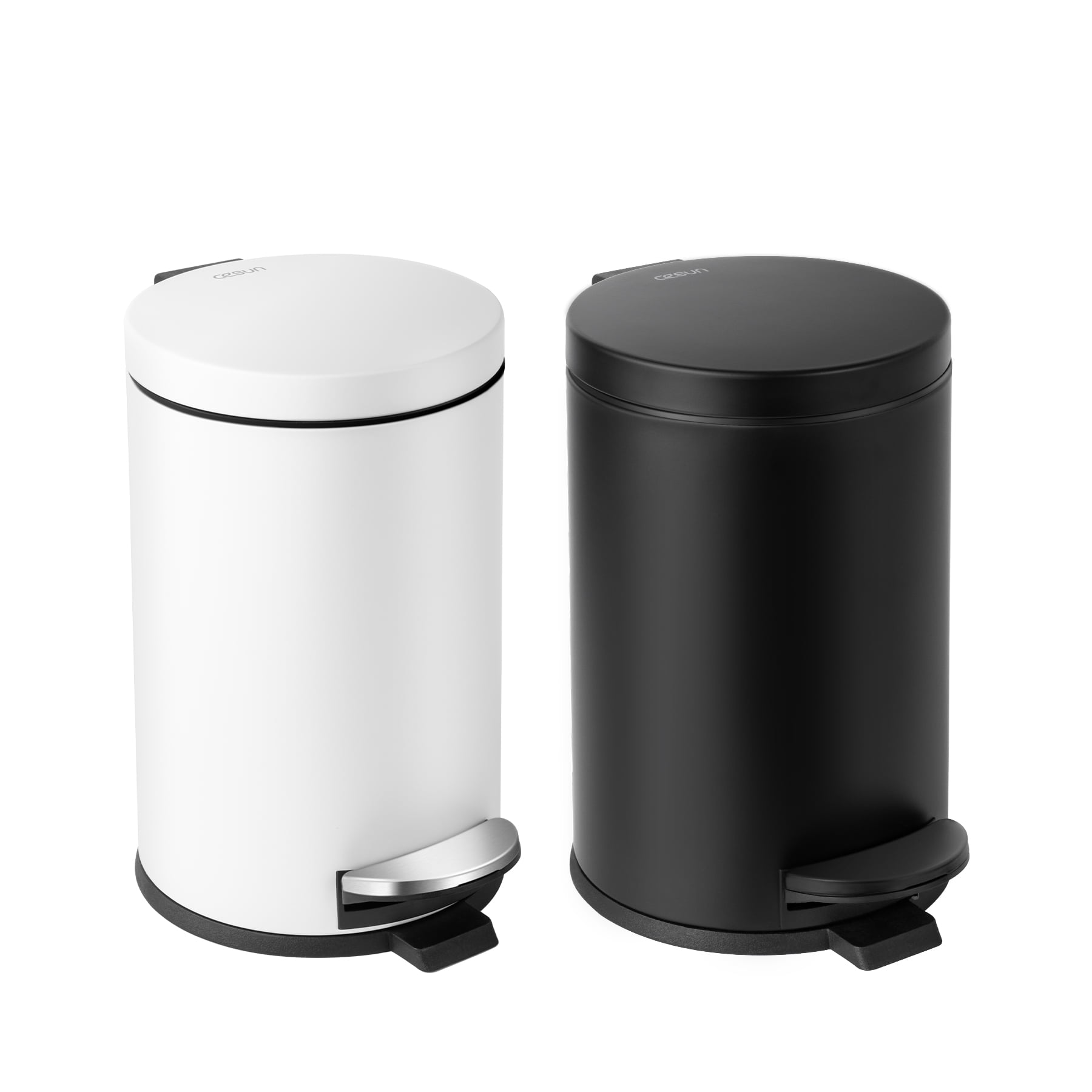 Cesun 4.5 Liters / 1.2 Gallons Bathroom Garbage Can with Lid, Mini Round Wastebasket, Black