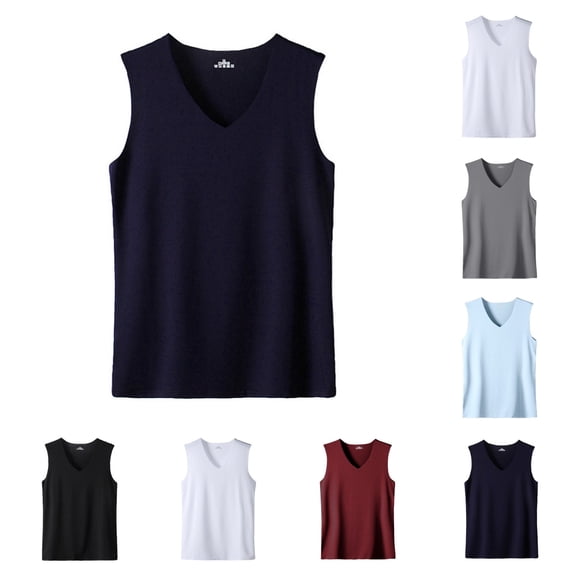 Tank Tops for Men Quick Dry Sport Bodybuilding Gym Athletic Workout V-Neck Sleeveless T-Shirts summer Casual top Navy 4XL