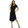 thumbnail image 6 of Women Nightgowns House Dress Short Sleeve Loose Fit Nightshirts Comfy Soft Loungewear Full Length Sleepwear with Pockets, Black S-3XL, 6 of 9