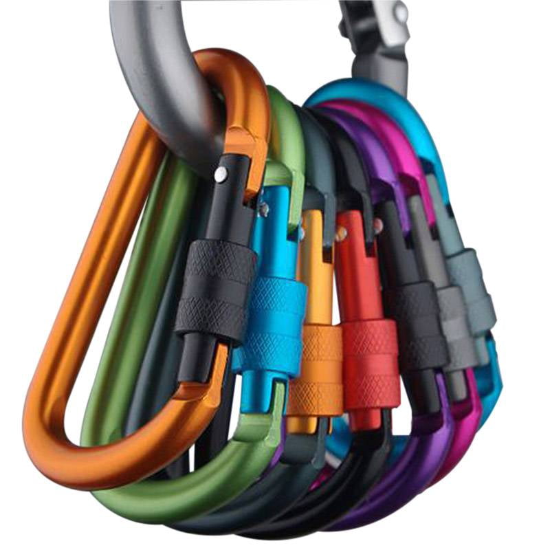 Carabiner Clip D Ring Set Aluminum Multicolor 3" In Twist Locking Key Hook Camp 