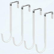 CAUYUAN Over The Door Hooks, 4 Pack Upgraded Long Door Hangers Hooks with Rubber Prevent Scratches Heavy Duty Organizer Hooks for Hanging Clothes, Towels, Hats, Coats, Bags White