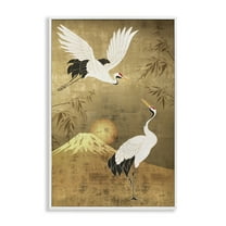 Stupell Industries Traditional Cranes & Mountain Animals Painting White Framed Art Print Wall Art, 20 x 30