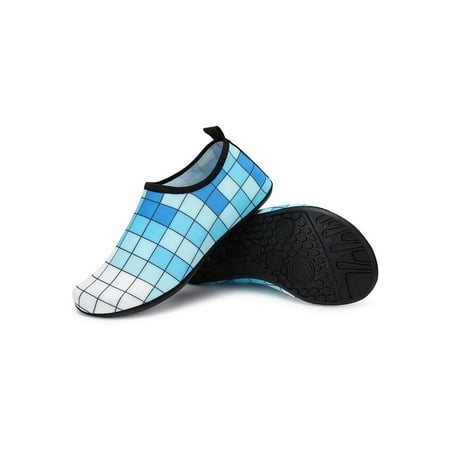 

Bellella Unisex Aqua Socks Surfing Water Shoes Barefoot Swim Shoe Non-Slip Flats Beach Boating Sock Sneaker Blue White 5-5.5