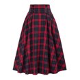 thumbnail image 2 of Joernso Women Midi Skirt Plaid Print High Waist A-Line Skirt Large Hem Design Slimming Effect Autumn Winter Skirt, 2 of 8