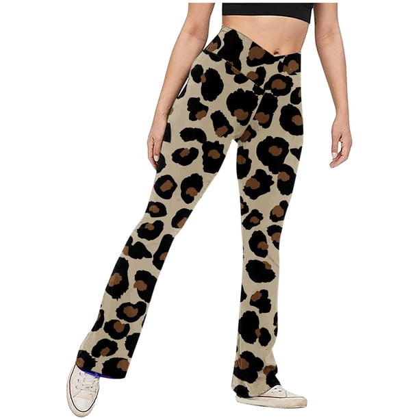 Gibobby Leggings yoga mujer Pantalones de yoga para mujer Elástico Cintura alta Sexy Elástico Estampado colorido Tallas grandes Super Leggings de en(Marrón,XL)