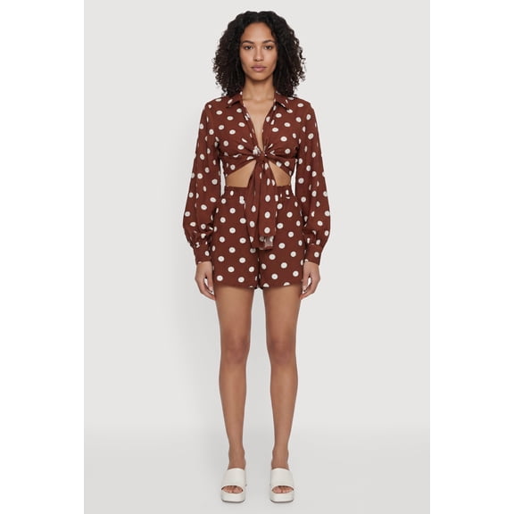 Women's High Waisted Polka Dot Shorts with Pockets