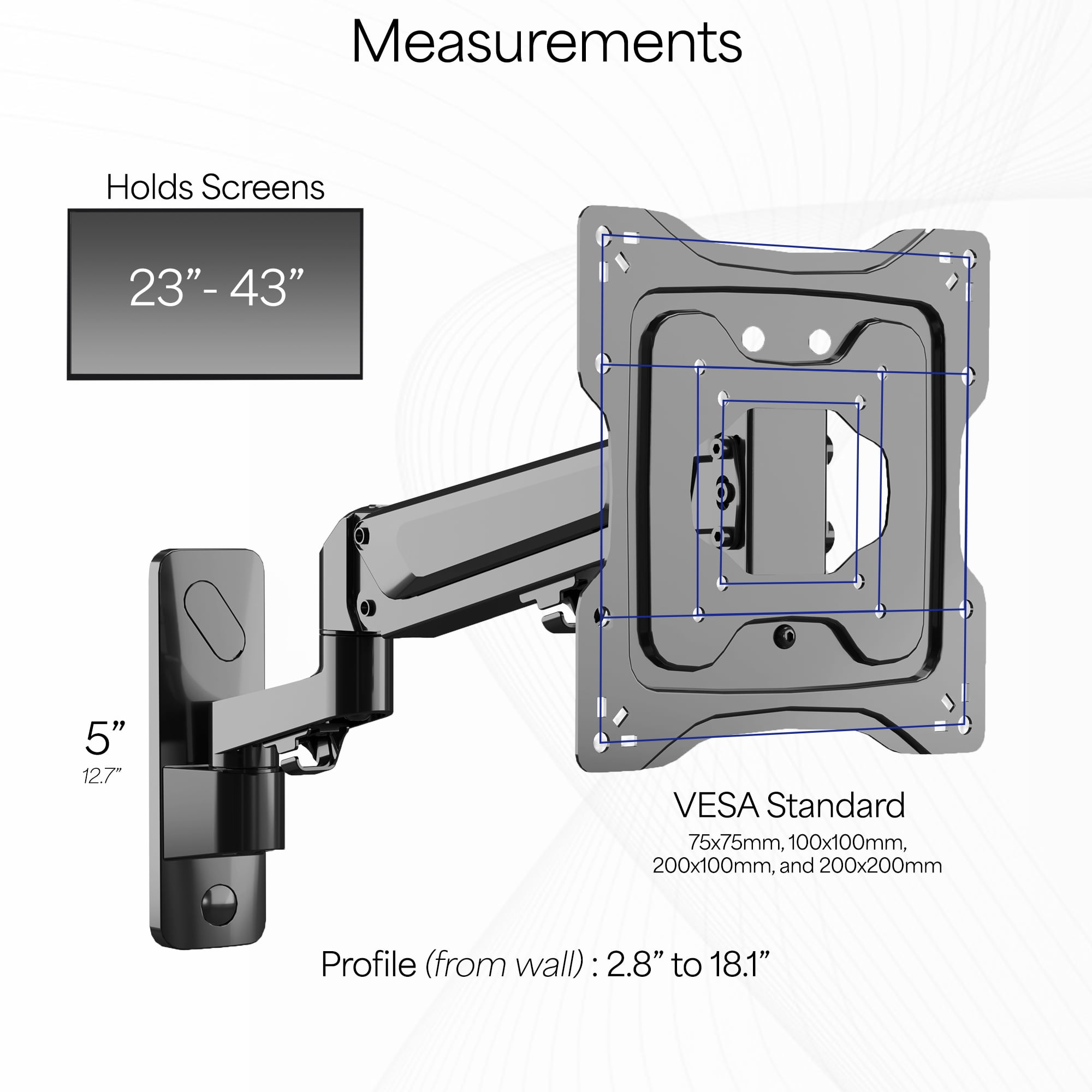 VIVO Premium Aluminum Single TV Wall Mount Adjustable Arm for Screens up to 43"