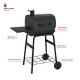 thumbnail image 4 of Nexgrill 17.5" Charcoal Grill with Side Shelf, 349 SQ In Cooking Space, Adjustable Chimney, Air Dampers, Warming Rack, Barrel Smoker Grill for Camping, Picnics, and More - 810-0063, 4 of 8