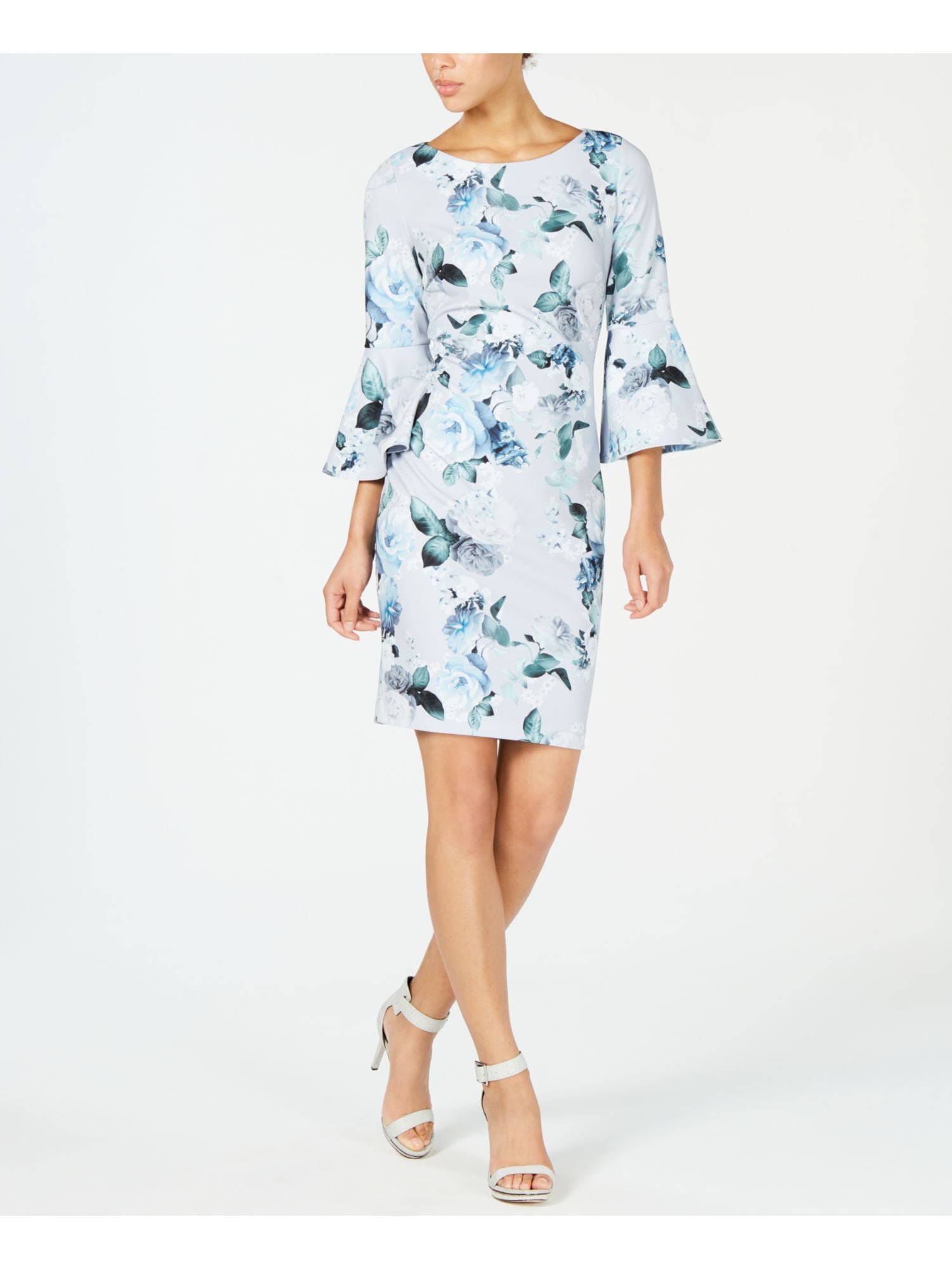 calvin klein bell sleeve floral dress
