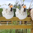 thumbnail image 3 of Whimsical Resin Chicken & Rooster Fence Decor - Perfect For Garden, Patio, And Yard Art, 3 of 5