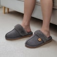 thumbnail image 2 of Smile Popcorn Women's Fuzzy Slippers Memory Foam House Slippers for Women Warm Winter House Shoes, Button Grey, 2 of 7