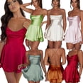 thumbnail image 2 of Vestido corto de verano de color liso, sin espalda, adelgazante, sexy, popular en Europa y América, 2 of 6