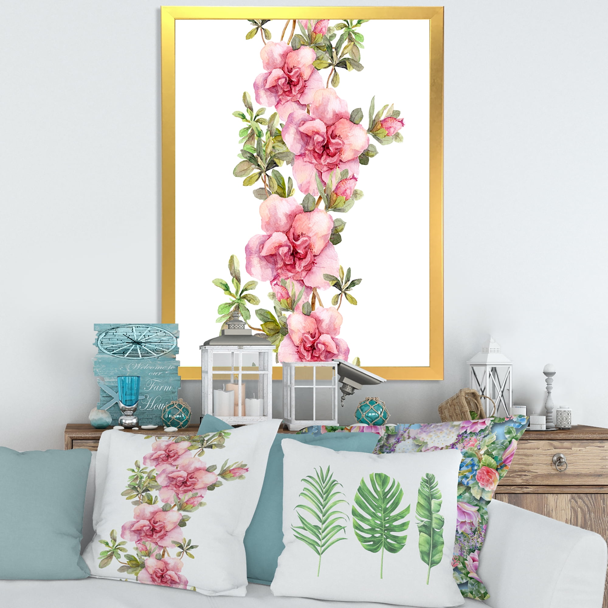 Designart 'Bouquet of Purple and Pink Flowers II' Farmhouse Framed Art Print