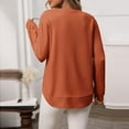 thumbnail image 4 of PiGOGI Women's Solid Color Pullover Blouse, Long Sleeve Round Neck Casual Top Orange XL, 4 of 6