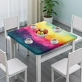 thumbnail image 3 of Colorful Tie Dye Wave Pattern Square Fitted Tablecloth with Elastic Edge,Square Table Cover,Washable Elastic Table Cover for Home Kitchen Party Decor 34"x34", 3 of 6