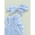 thumbnail image 5 of Hirigin Newborn Baby Girl Bubble Romper Summer Clothes 0 3 6 12 18 Months Ruffle Sleeve Crewneck Plaid Playsuit with Headband, 5 of 8