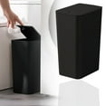 thumbnail image 6 of Big Trash Can with Lid, 1 Pack Plastic Trash Carbage Bin, 4 Gallon Slim Garbage Bin Wastebasket with Pop-Up Lid for Bathroom, Bedroom, Office, Kitchen, Craft Room, Odorless Design(Black,10x6.9x13.4"), 6 of 6