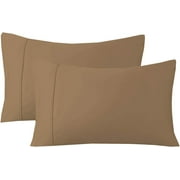 2 Pack 100% Organic Cotton 800 TC Pillowcases with Envelope Closure Standard Size 20x30 Taupe Solid