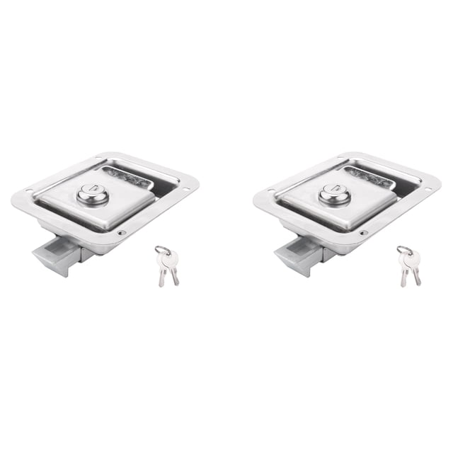 2X Paddle Slam Latch with Lock & Key Travel Trailer Lock Stainless Steel RV Door Latch Heavy Duty Flush Handle Latch