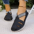 thumbnail image 2 of Rokment Women's Comfortable Closed Toe Wedge Gladiator Walking Sandals Summer Fall Stylish Casual Openwork Elastic Ankle Strap Platform Slingback Dressy Fisherman Shoes Black Size 5.5, 2 of 7