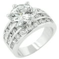 thumbnail image 1 of Genuine Rhodium Plated Classic Round CZ Engagement Ring Featuring 4 Row Channel Set Shoulders in Silvertone- Size 8, 1 of 1