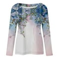 thumbnail image 4 of Qepwsc Top for Women Crew Neck Shirts Pullover Tops Long Sleeve Floral Print Going Out Tops Basic Blouse Tees Top 2025 Sweatshirt Loose Fits Holiday TShirt Fall Trend Outfits, 4 of 5
