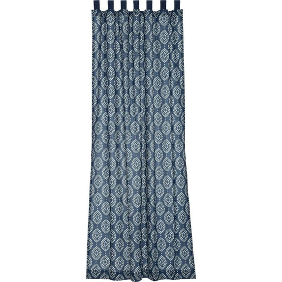 Indigo Blue Coastal Curtains Paloma Tab Top Cotton Tie Back(s) Medallion 96x50 Panel
