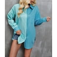 thumbnail image 2 of Color Block Button Down Shirt, Blue, Large, 2 of 5