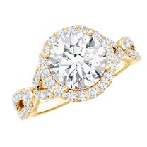 Rosec Jewels Certified Moissanite Halo Engagement Ring - D-VS1 Grade Certified Moissanite Ring - Statement Circle Ring, 18K Yellow Gold, US 12.00