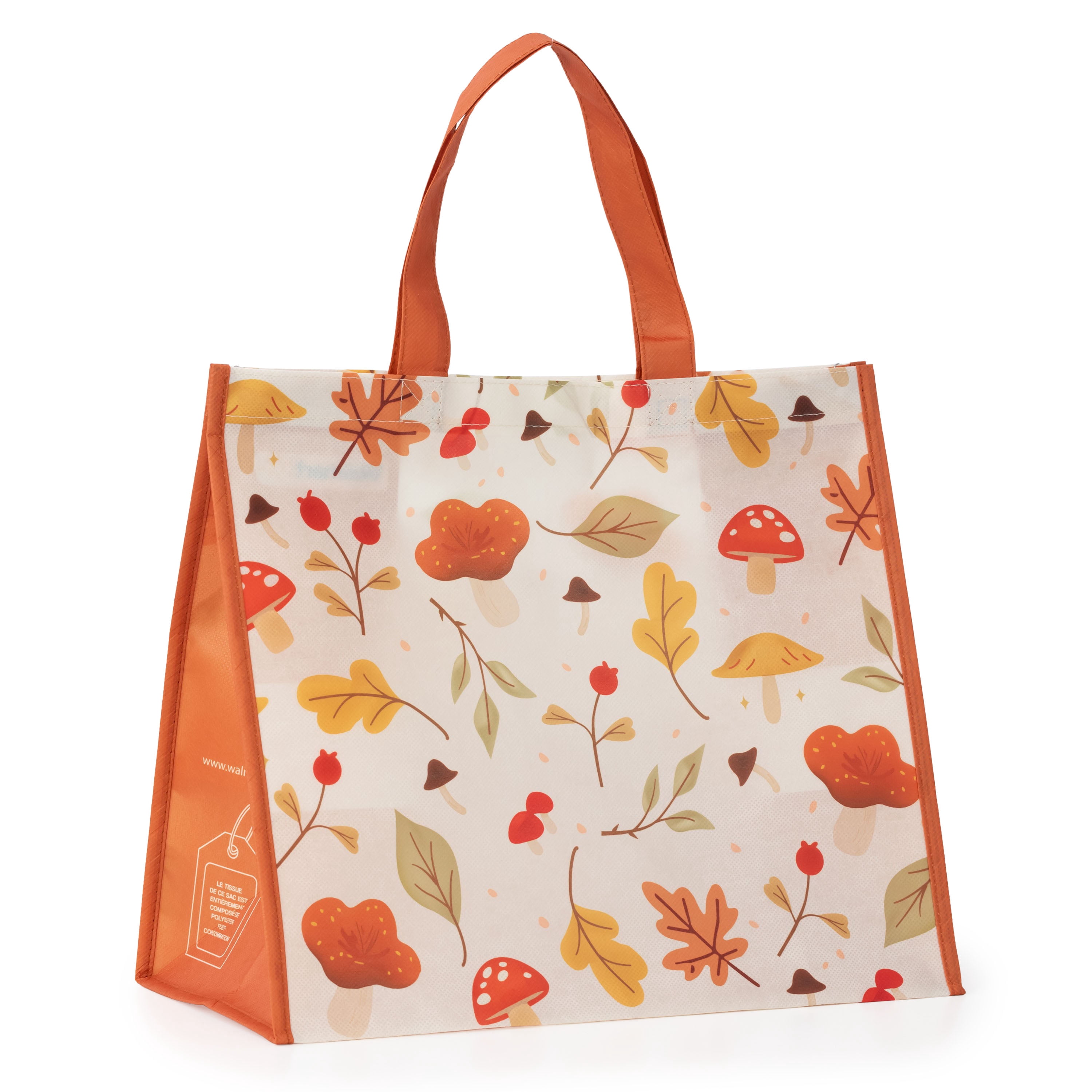 Sac d'Épicerie Réutilisable, Sac Fourre-tout Saisonnier d'Automne avec Porte-Bouteilles, Orange