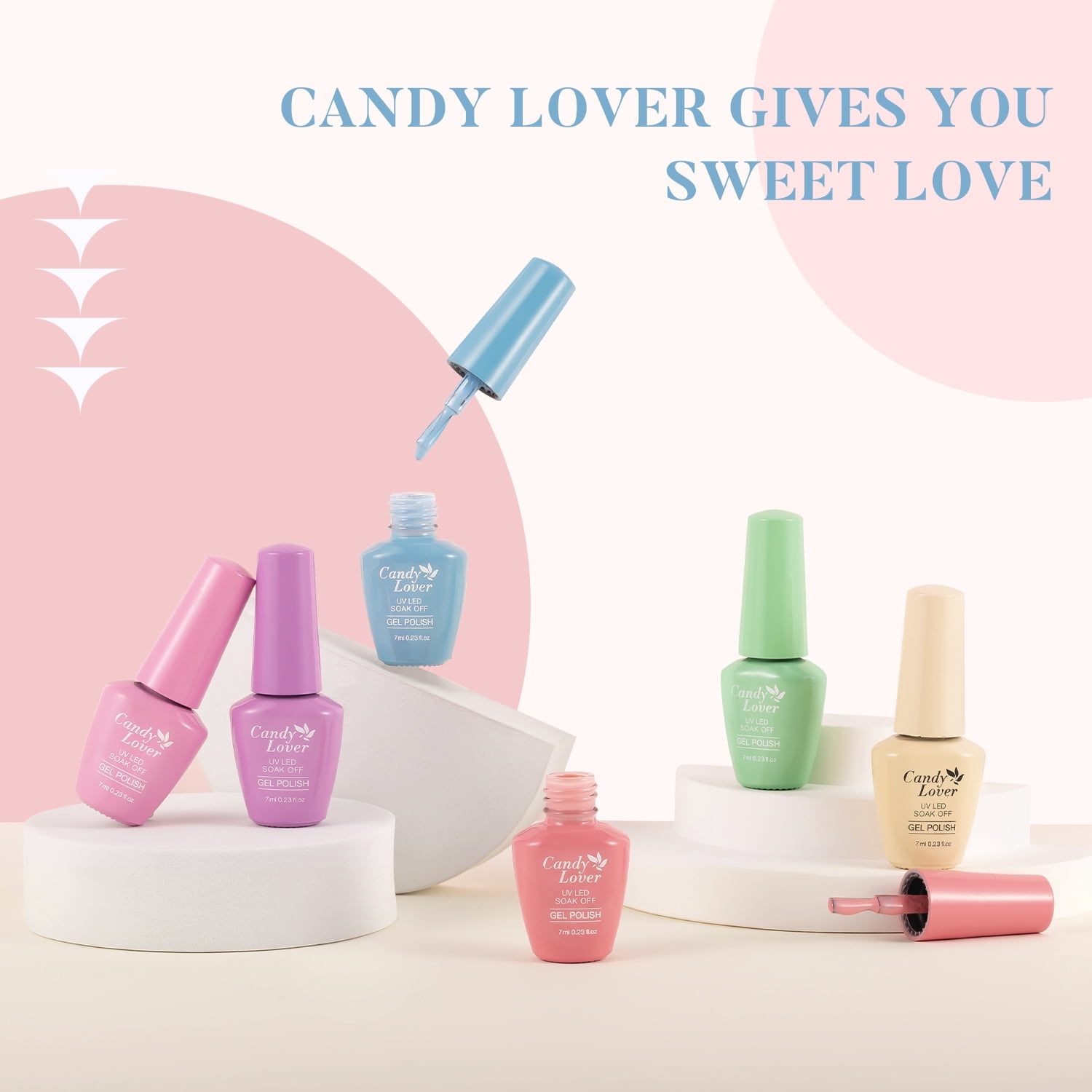 Candy Lover Gel Nail Polish Set, 6 Macaron Spring Summer Colors Gel Polish, Soak Off UV LED Nail Polish Home Salon Nail Art Manicure Gift Set for Girls Women