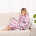 thumbnail image 4 of Pioneer Flower Floral Print Pattern Blanket Hoodies for Kids 6-13YR Oversize Wearable Blanket Hoodies for Boys Girls Teens, 4 of 7