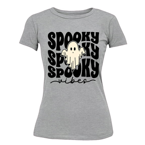 Spooky Vibes Cute Ghost Halloween Costume Women's T-shirt, L, H. Grey
