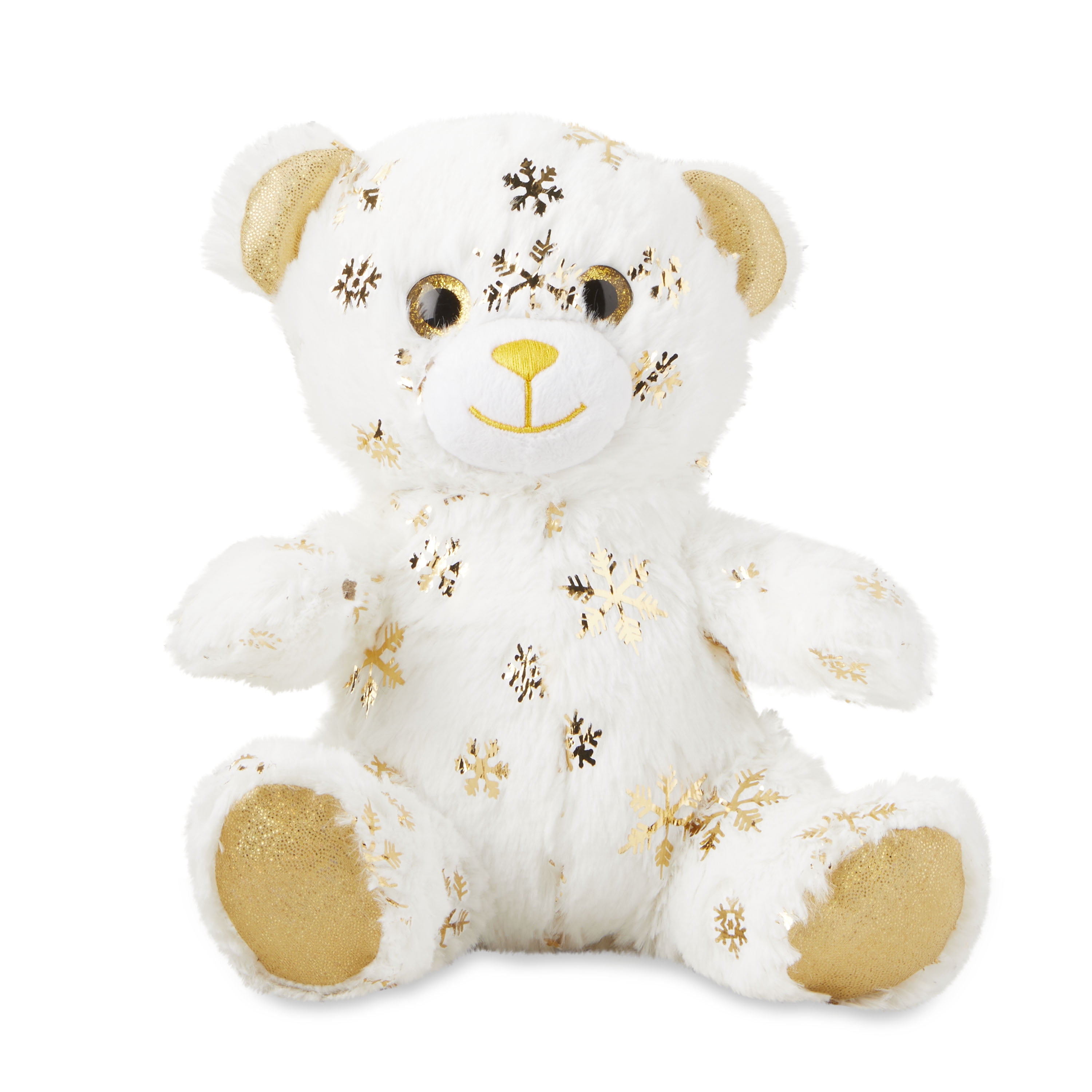 (3 pack) Holiday Time 7.5in Snowflake Plush Stuffed Animal Toy, White Bear