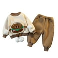 thumbnail image 2 of Godderr Kids Toddler Autumn Winter Sweatsuit Sweatpants Outfit for Boys,5M-5Y Baby Thick Fleece Sweatshirt Set Infant Cute Pullover Track Suits Warm Pajamas, 2 of 7