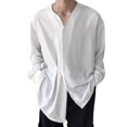 thumbnail image 3 of 2XL Camisa de hombre de moda Color sólido suelto irregular Casual largo Sl, 3 of 5