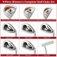thumbnail image 4 of Costway 9 PCS Women's Complete Golf Club Set Right Handed with 460cc Alloy Driver Irons Red, 4 of 10