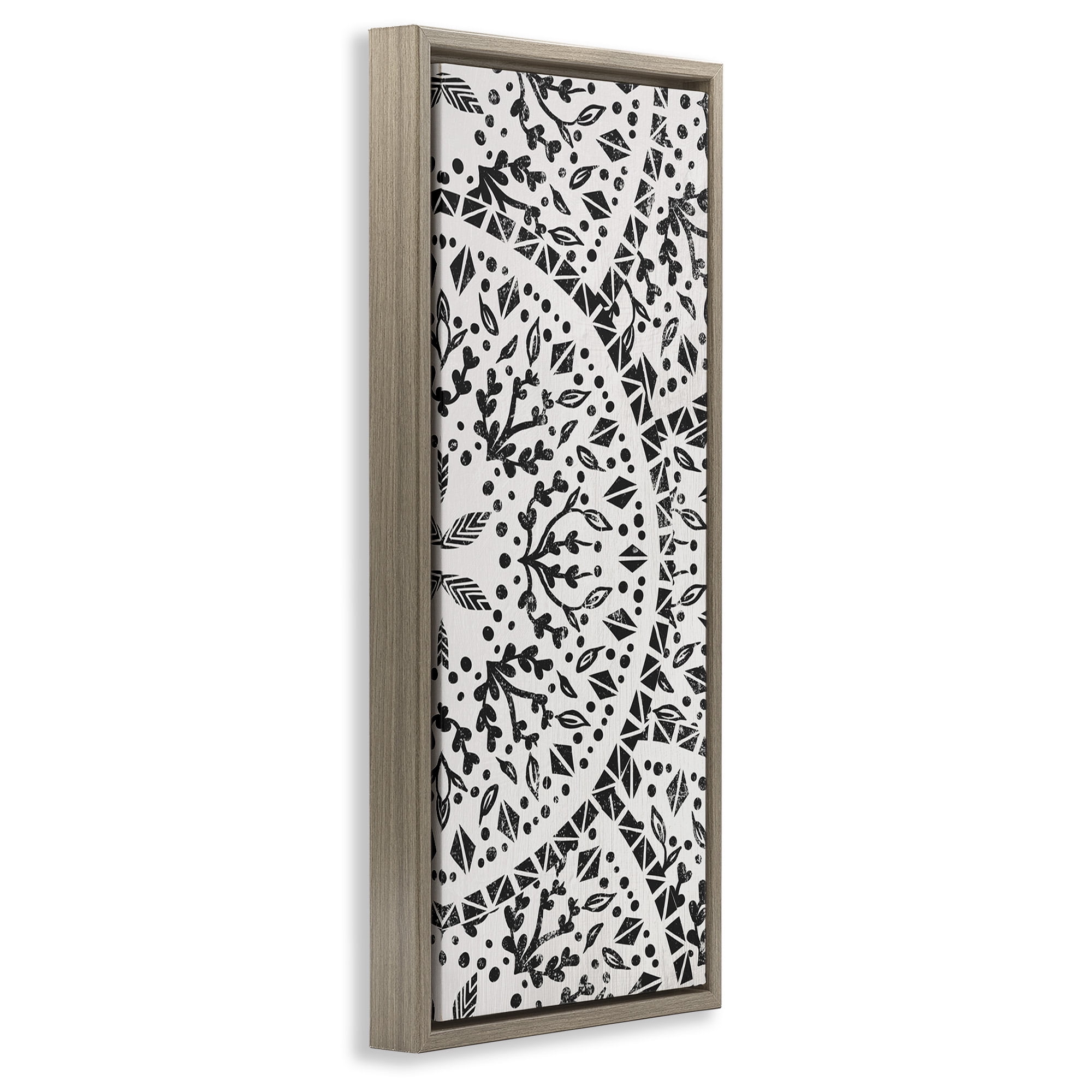 Stupell Industries Boho Fractal Pattern Study Abstract Painting Brown Floater Framed Canvas Art Print Wall Art, 15 x 31