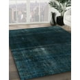 thumbnail image 2 of Ahgly Company Tapis d'Intérieur Rond Abstrait Bleu Foncé Gris Bleu Persan, 5 Pieds Rond, 2 of 6